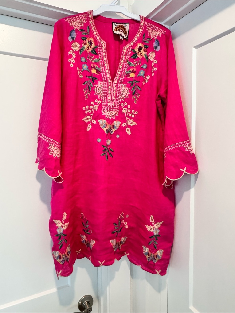 Johnny Was embroidered Scalloped Dress